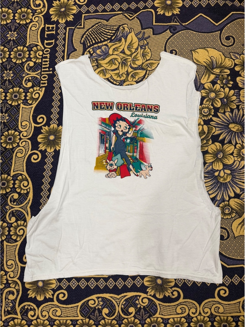 Vintage New Orleans Betty Boop Cropped Muscle Tee Gym Tank